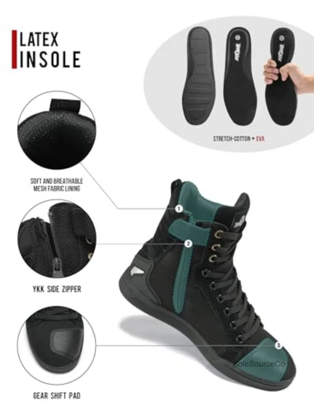 Men's Motorcycle Boots Ankle High Side Zipper Motorcycle Riding Shoes